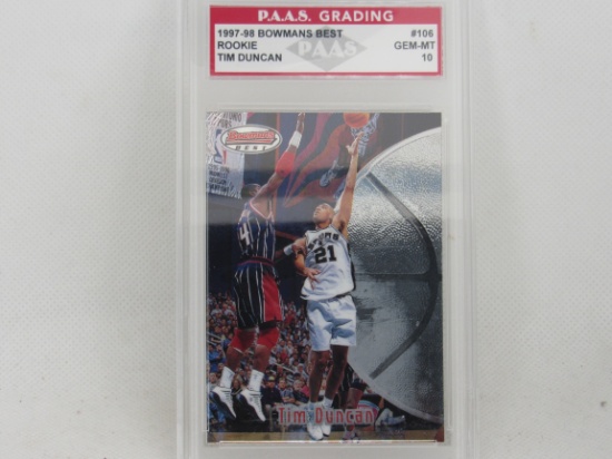 Tim Duncan San Antonio Spurs 1997-98 Bowmans Best Rookie #106 graded Gem Mt 10