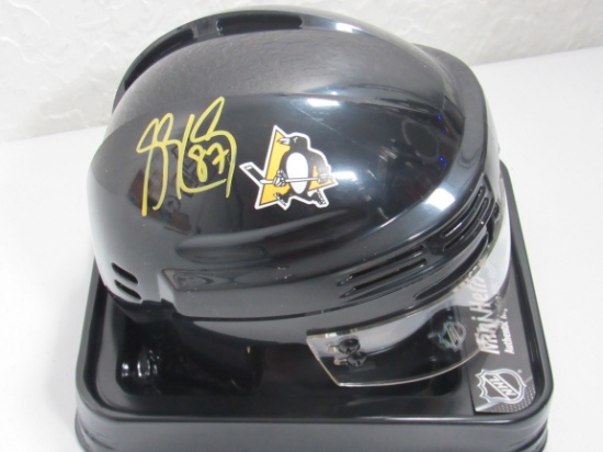 Sidney Crosby of the PittsburghPenguins signed autographed mini hockey helmet PAAS COA 947