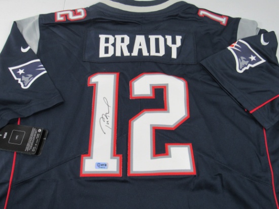 Tom Brady of the New England Patriots signed autographed football jersey ERA COA 873