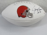 Jim Brown of the Cleveland Browns signed autographed logo football PAAS COA 991