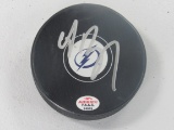 Andrei Vaslevskiy of the Tampa Bay Lightning signed autographed hockey puck PAAS COA 515