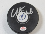 Nikita Kucherov of the Tampa Bay Lightning signed autographed hockey puck PAAS COA 508