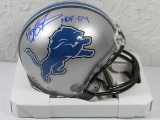 Barry Sanders of the Detroit Lions signed autographed mini helmet PAAS COA 873