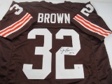 Jim Brown of the Cleveland Browns signed autographed football jersey PAAS COA 499