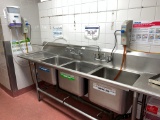 (3) Compartment S/S Sink, With (2) Drain Boards, Lever Controls, 12