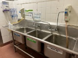 (3) Compartment S/S Sink, With (2) Drain Boards, Lever Controls, 12