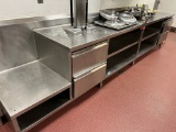 10' S/S Work Top With Two Doors, Two Shelves And Equipment Stand