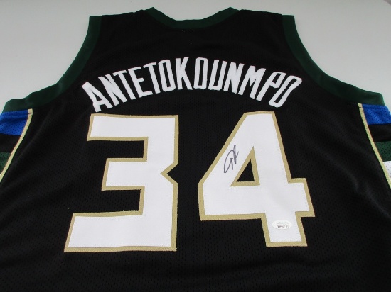 Giannis Antetokounmpo of the Milwaukee Bucks signed autographed basketball jersey JSA COA 713