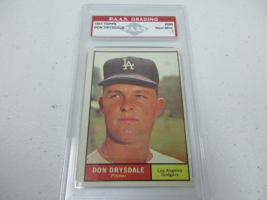 Don Drysdale LA Dodgers 1961 Topps #260 graded PAAS Near Mint 7