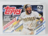 2021 Topps Baseball Series 2 Sealed Blaster Box 7 packs with One 70th Anniversary Patch Card
