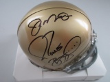 Joe Montana Jerome Bettis of the Notre Dame signed mini football helmet Player Holo Authenticated