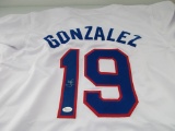 Juan Gonzalez of the Texas Rangers signed autographed baseball jersey JSA COA 161
