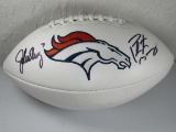 John Elway Peyton Manning of the Denver Broncos signed autographed logo football Player Authentic Ho