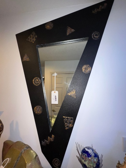 60" x 30" Raised Gold Designs Triangular Wall Mirror