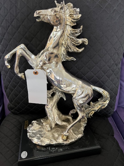 17" Italian Artist Paolo Schrialdi Signed Argento 925 Sterling Silver Prancing Horse