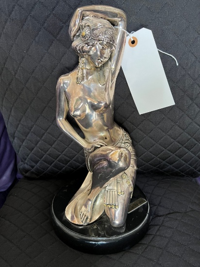 15" Italian Artist Signed Argento 925 Sterling Silver Lady Sculpture