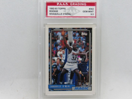 Shaquille O'Neal Magic 1992-93 Topps Rookie #362 graded PAAS Gem Mint 9.5