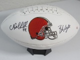 Nick Chubb Baker Mayfield of the Cleveland Browns signed autographed logo football PAAS COA 025