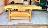 German Wooden Large Work Bench with Vise