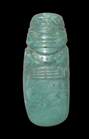 Pre-Columbian Light Blue Translucent Jade Costa Rican Axe God