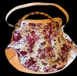 Gucci Floral Peggy Bamboo Handle Canvas Hobo Bag