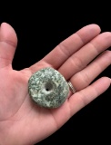 Pre-Columbian Mayan Jade Ear Spool, Dual Holes
