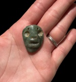 Pre-Columbian Carved Blue Green Jade Maskette