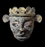 Pre-Columbian Moche Gilded Bronze Maskette