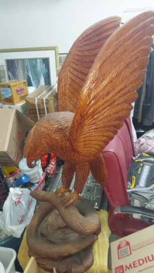 52" Eagle And Viper Wood Carving