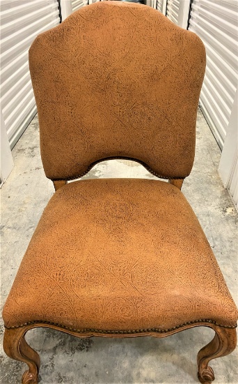 Kreiss Palazzo Style Dining Chairs with Embossed Leather Cushioned Seat and Seat Back. The Chair uti