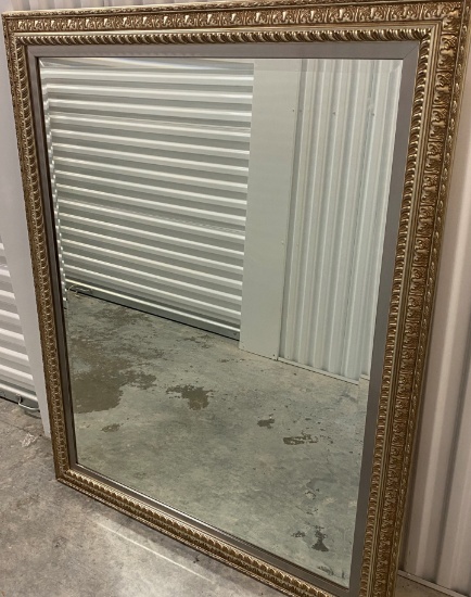 44" x 75" Ornately Framed Beveled Mirror with Stainless Steel Matting