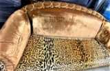 8ft Custom Made Velvet Silk Sofa. This elegant Sofa come with a reversable Cushion with Cheetah Prin