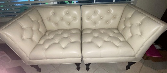 60" Two Piece Leather Push Pin Loveseat/Chair Set