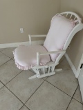 White Swivel Rocker Wood Chair with Cushions