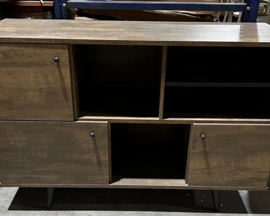 SOLID WOOD 3 CABINET BUFFET TABLE OAK COLOR