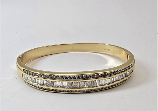 Designer Womens 3-4.00 Carats 14k White Gold Diamond Bangle Bracelet