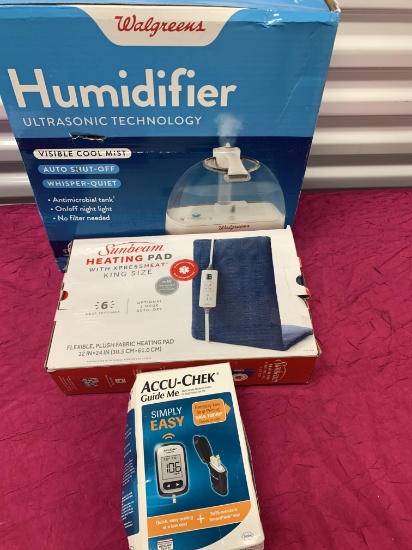 3- New Items 1- Humidifier, 1- Heating Pad, 1- ACCU-CHCK Monitor