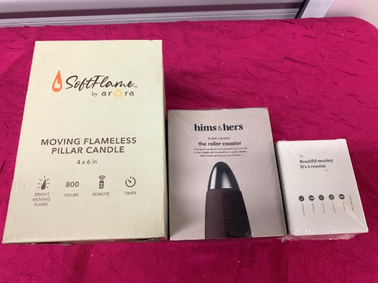 3- New Items 1- Moving Flameless Candle, 1- Bullet Vibrator , 1- Massager