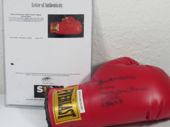 Wayne Braithwaite signed autographed boxing glove SIG Auction LOA