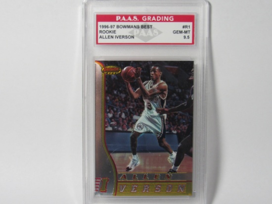 Allen Iverson 76ers 1996-97 Bowmans Best ROOKIE #R1 graded PAAS Gem Mint 9.5