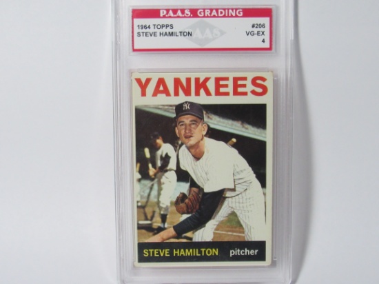 Steve Hamilton Yankees 1964 Topps #206 graded PAAS VG-EX 4