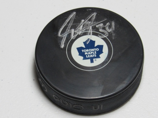 Auston Matthews of the Toronto Maple Leafs signed autographed hockey puck ERA COA 316