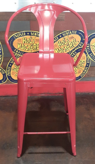 Red Metal Barstools with handles