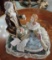 Victorian Couple with Dog in Porcelain - 10 In.