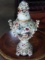 Large Porcelain Urn with 2 Victorian Scences and Flowers - 20 inches