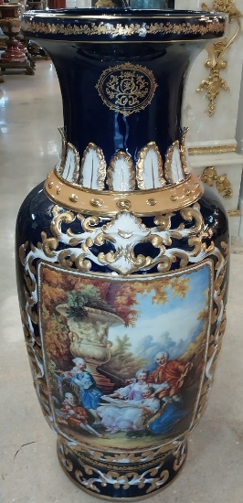 48 in. Ceramic Vase with Victorian Scenes