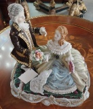 Victorian Couple with Dog in Porcelain - 10 In.
