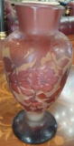 Glass Vase signed by Galle - 12 inches