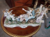 Lady riding in Carriage with flowers - 21 x 10 inches