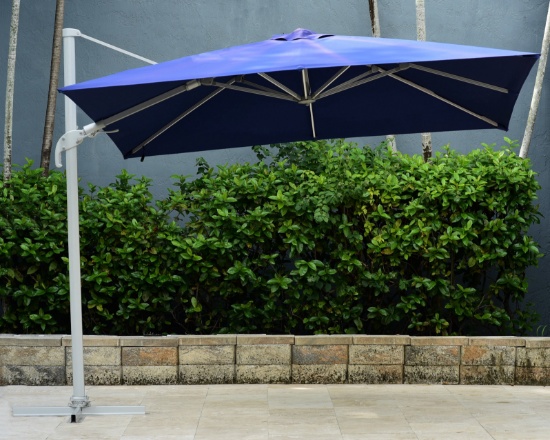Blue Shade Outdoor Umbrella with Solar Power LED Lighting